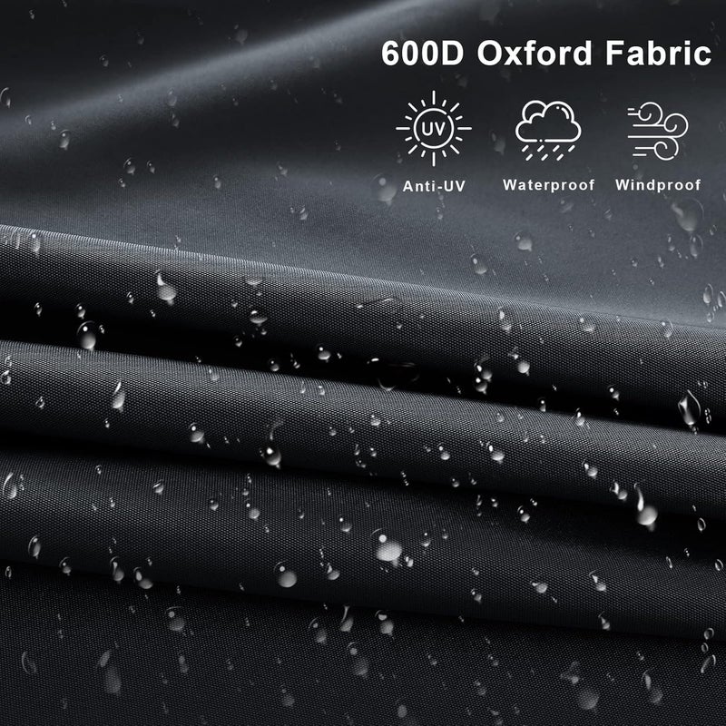 COOSHADE 600D Patio Umbrella Parasol Cover Waterproof Outdoor Anti-UV Protective Cover with Zipper Fits Cantilever Offset Umbrella 7.5-15 Feet, Black - Image 4